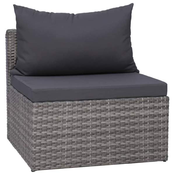  9-tlg. Garten-Lounge-Set mit Kissen Poly Rattan Grau