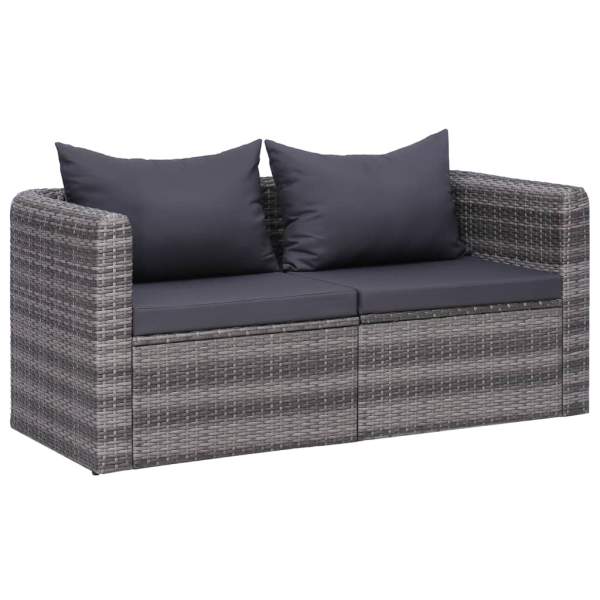  10-tlg. Garten-Lounge-Set mit Kissen Poly Rattan Grau