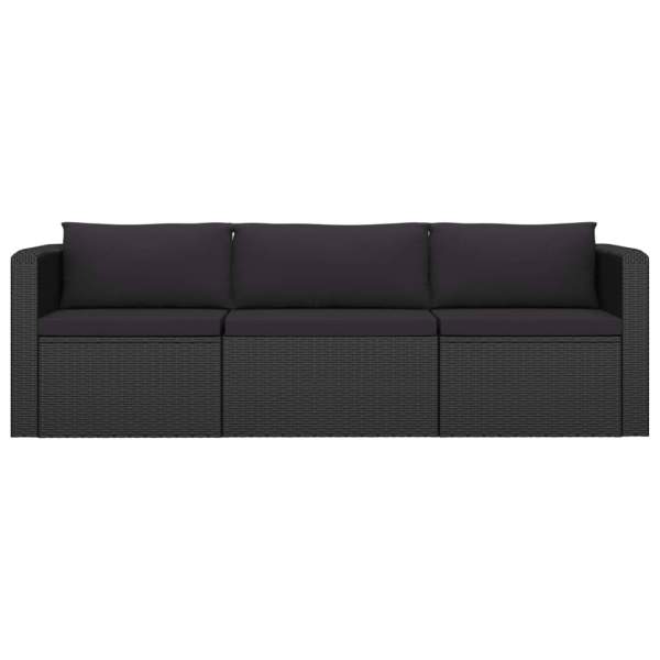  8-tlg. Garten-Lounge-Set mit Kissen Poly Rattan Schwarz