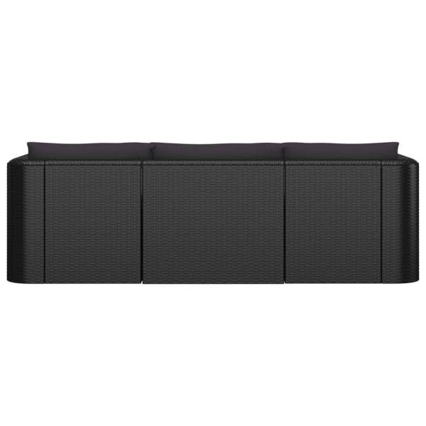  8-tlg. Garten-Lounge-Set mit Kissen Poly Rattan Schwarz