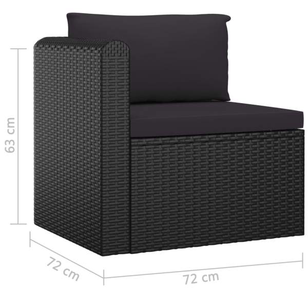  8-tlg. Garten-Lounge-Set mit Kissen Poly Rattan Schwarz