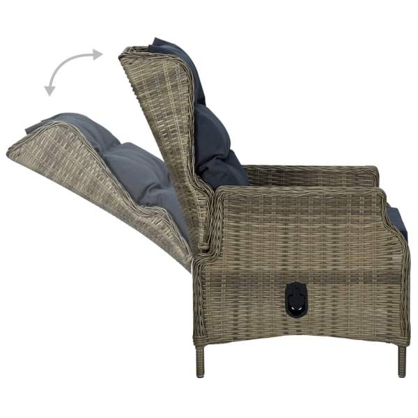  3-tlg. Garten-Lounge-Set mit Auflagen Poly Rattan Braun