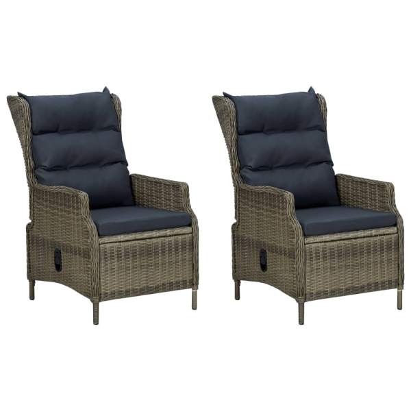  3-tlg. Garten-Lounge-Set mit Auflagen Poly Rattan Braun