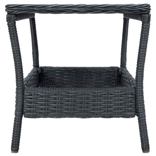  2-tlg. Garten-Lounge-Set mit Auflagen Poly Rattan Dunkelgrau