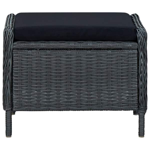  2-tlg. Garten-Lounge-Set mit Auflagen Poly Rattan Dunkelgrau