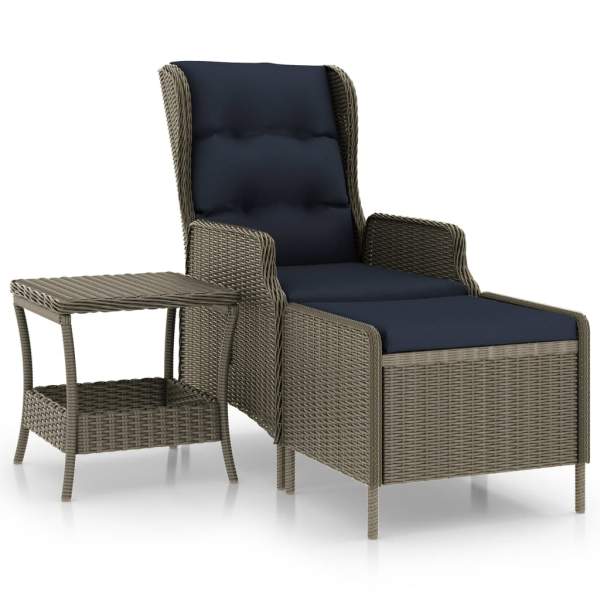  2-tlg. Garten-Lounge-Set mit Auflagen Poly Rattan Braun