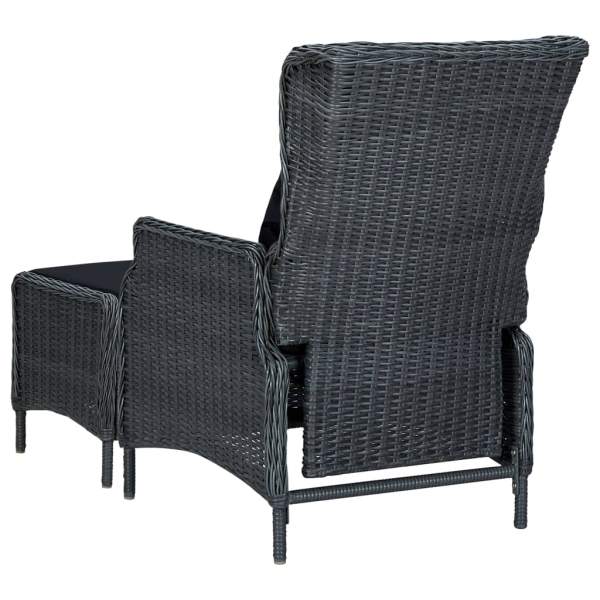 3-tlg. Garten-Lounge-Set mit Auflagen Poly Rattan Dunkelgrau