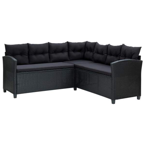  6-tlg. Garten-Lounge-Set mit Auflagen Poly Rattan Schwarz