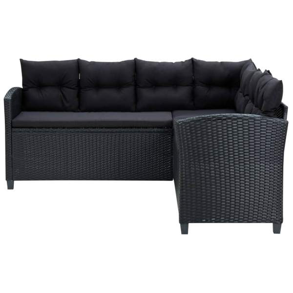  6-tlg. Garten-Lounge-Set mit Auflagen Poly Rattan Schwarz