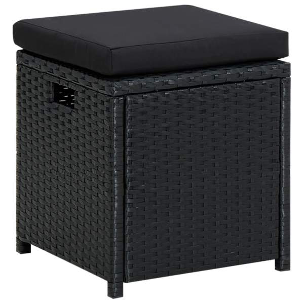  6-tlg. Garten-Lounge-Set mit Auflagen Poly Rattan Schwarz