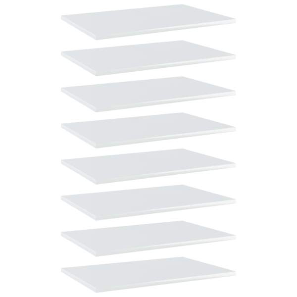  Bücherregal-Bretter 8 Stk. Hochglanz-Weiß 60x40x1,5 cm