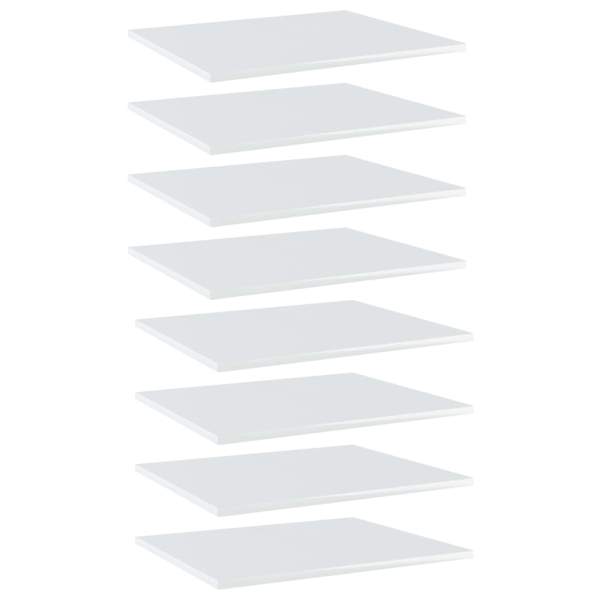  Bücherregal-Bretter 8 Stk. Hochglanz-Weiß 60x50x1,5 cm 