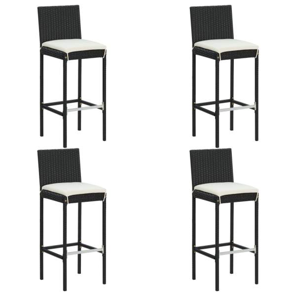  5-tlg. Gartenbar-Set mit Kissen Poly Rattan Schwarz