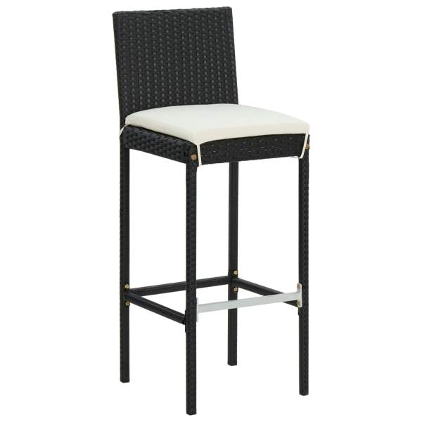  5-tlg. Gartenbar-Set mit Kissen Poly Rattan Schwarz