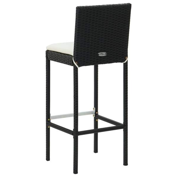  5-tlg. Gartenbar-Set mit Kissen Poly Rattan Schwarz