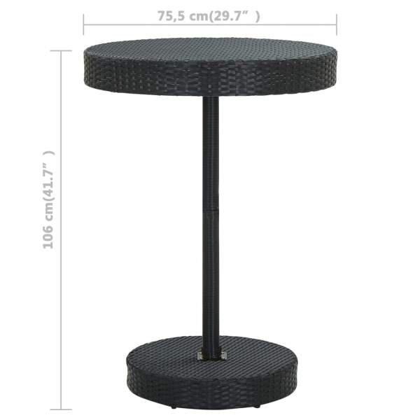 5-tlg. Gartenbar-Set mit Kissen Poly Rattan Schwarz