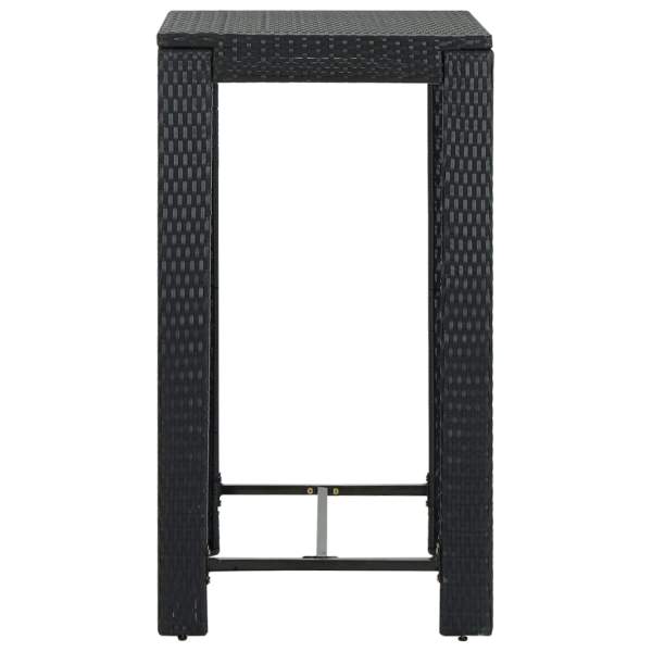  3-tlg. Gartenbar-Set mit Kissen Poly Rattan Schwarz