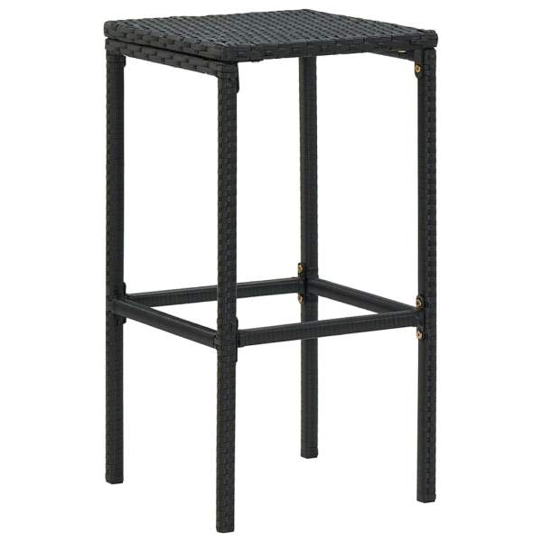  3-tlg. Gartenbar-Set mit Kissen Poly Rattan Schwarz