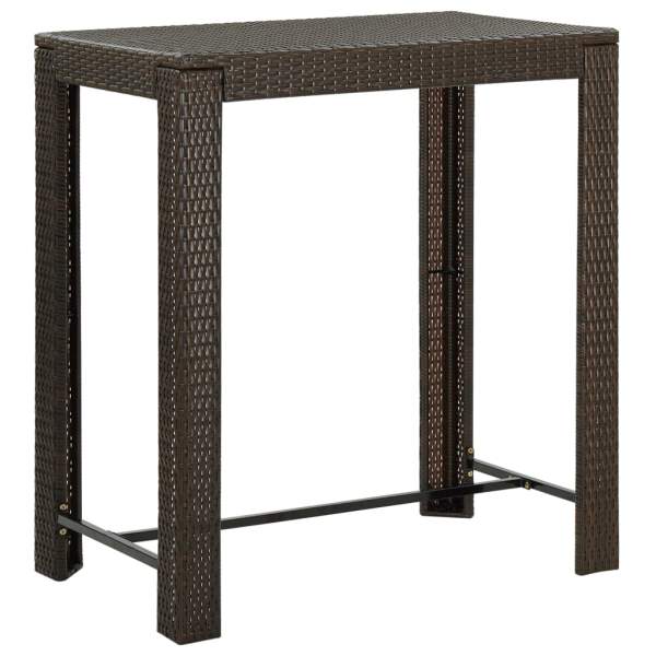  5-tlg. Gartenbar-Set mit Kissen Poly Rattan Braun