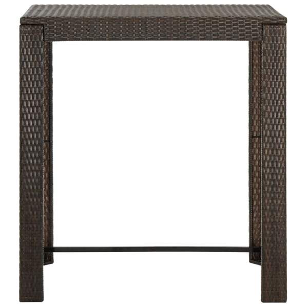  5-tlg. Gartenbar-Set mit Kissen Poly Rattan Braun