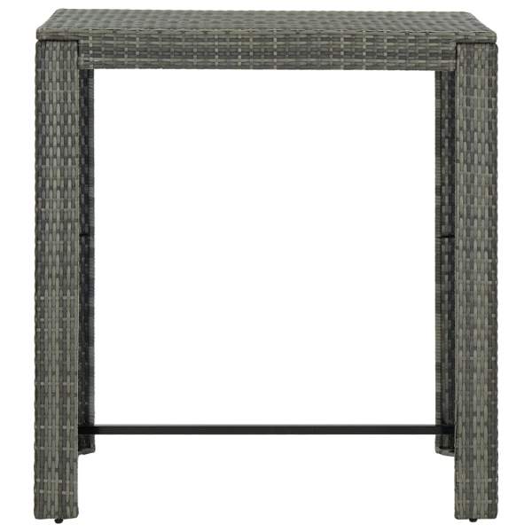  5-tlg. Gartenbar-Set mit Kissen Poly Rattan Grau