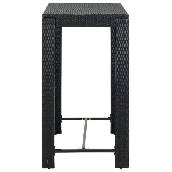  7-tlg. Gartenbar-Set mit Kissen Poly Rattan Schwarz