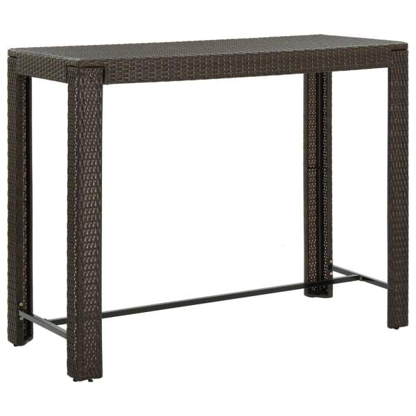  7-tlg. Gartenbar-Set mit Kissen Poly Rattan Braun