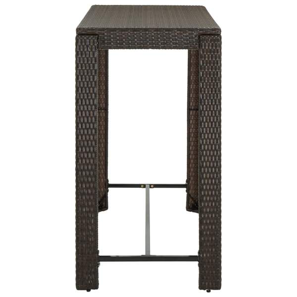  7-tlg. Gartenbar-Set mit Kissen Poly Rattan Braun