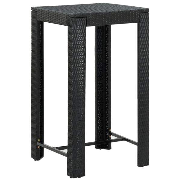  3-tlg. Gartenbar-Set mit Kissen Poly Rattan Schwarz