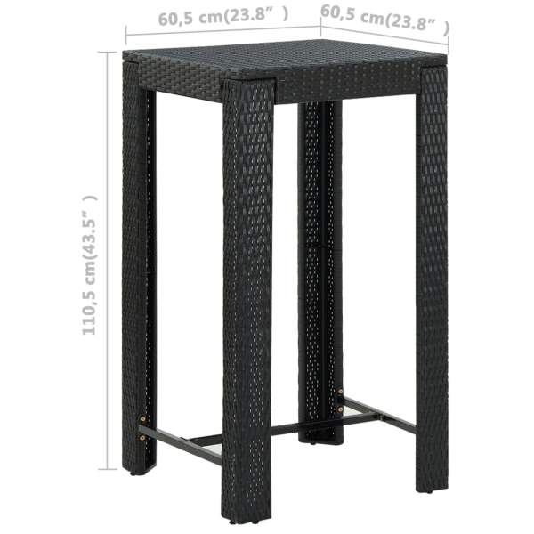  5-tlg. Gartenbar-Set mit Kissen Poly Rattan Schwarz