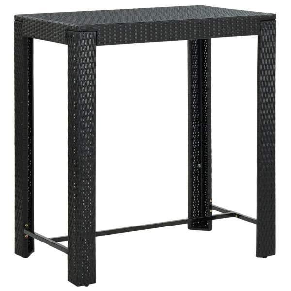  5-tlg. Gartenbar-Set mit Kissen Poly Rattan Schwarz
