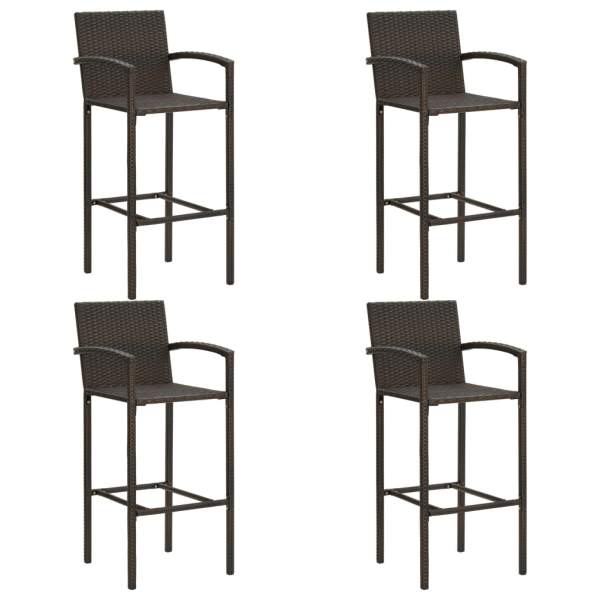 5-tlg. Garten-Bar-Set mit Armlehnen Poly Rattan Braun