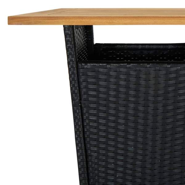 3-tlg. Gartenbar-Set mit Kissen Poly Rattan Schwarz