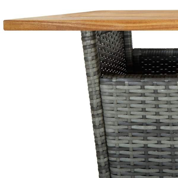 3-tlg. Gartenbar-Set mit Kissen Poly Rattan Grau