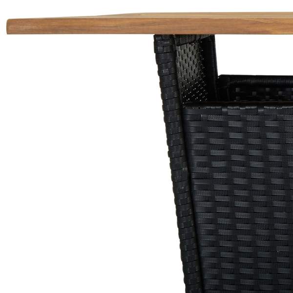9-tlg. Gartenbar-Set mit Kissen Poly Rattan Schwarz