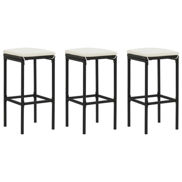 4-tlg. Gartenbar-Set mit Kissen Schwarz