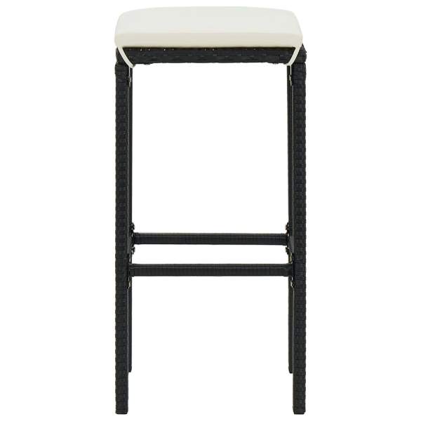 4-tlg. Gartenbar-Set mit Kissen Schwarz