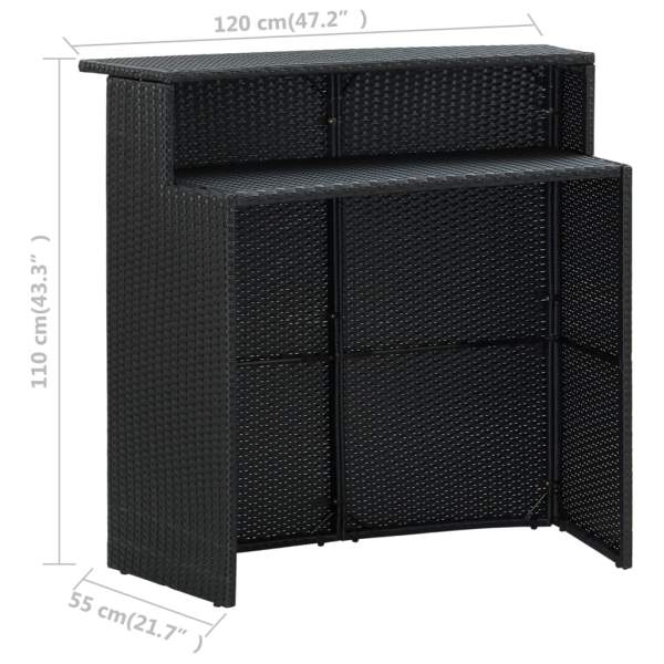 4-tlg. Gartenbar-Set mit Kissen Schwarz