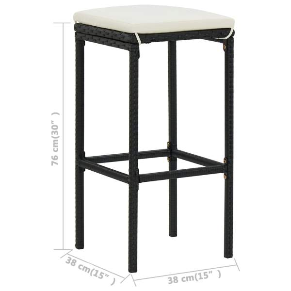 4-tlg. Gartenbar-Set mit Kissen Schwarz
