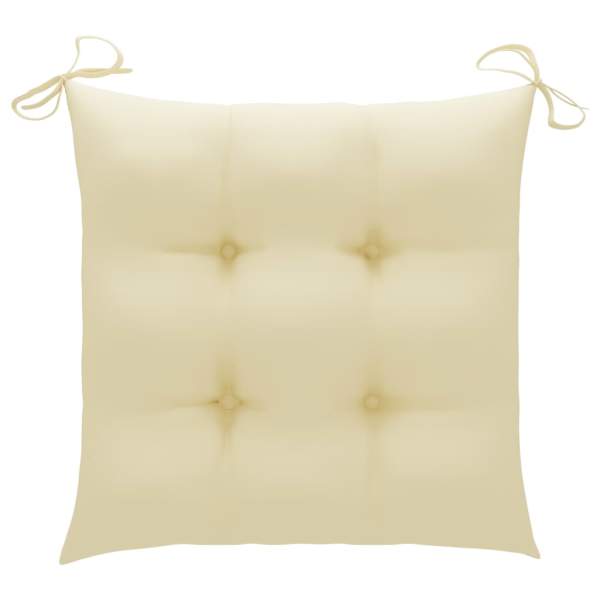  Gartenstühle mit Cremeweißen Kissen 3 Stk. Massivholz Teak 