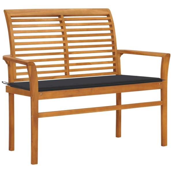  Gartenbank mit Anthrazit Auflage 112 cm Massivholz Teak 