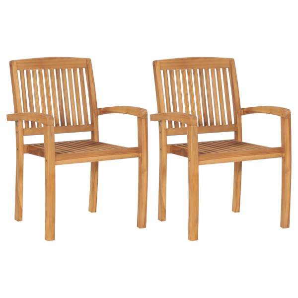  Gartenstühle 2 Stk. mit Cremeweißen Kissen Massivholz Teak
