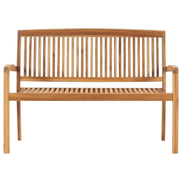  Stapelbare Gartenbank mit Auflage 128,5 cm Massivholz Teak