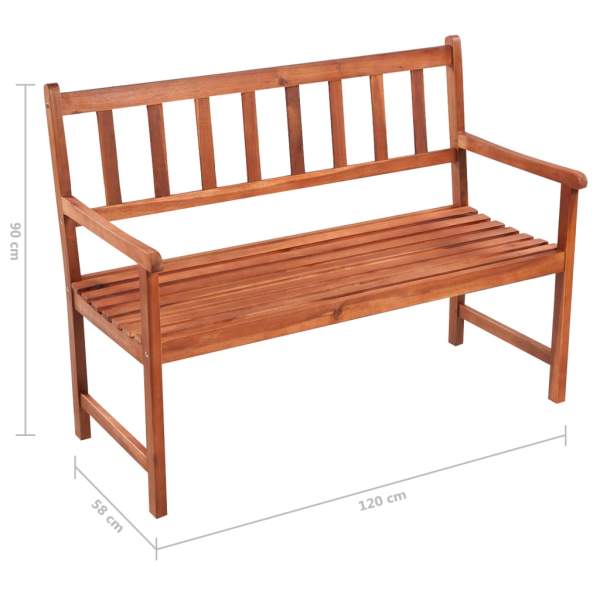  Gartenbank mit Auflage 120 cm Massivholz Akazie