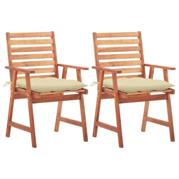  Garten-Essstühle 2 Stk. mit Kissen Massivholz Akazie 