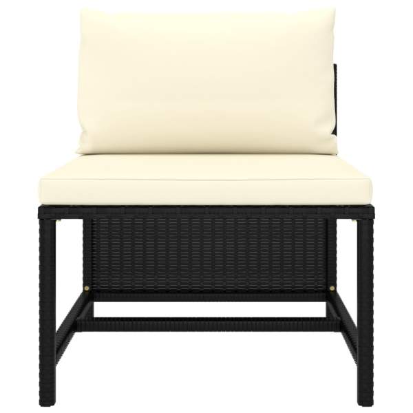  5-tlg. Garten-Lounge-Set mit Kissen Poly Rattan Schwarz