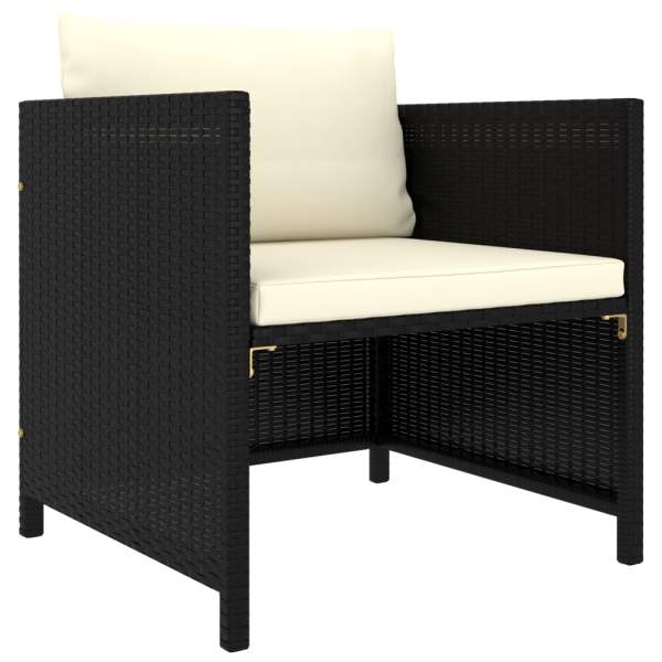  6-tlg. Garten-Lounge-Set mit Kissen Poly Rattan Schwarz