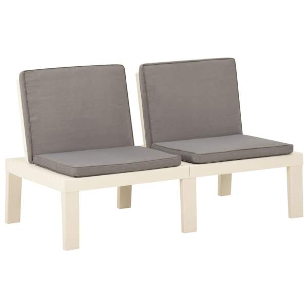  4-tlg. Garten-Lounge-Set mit Auflagen Kunststoff Weiß