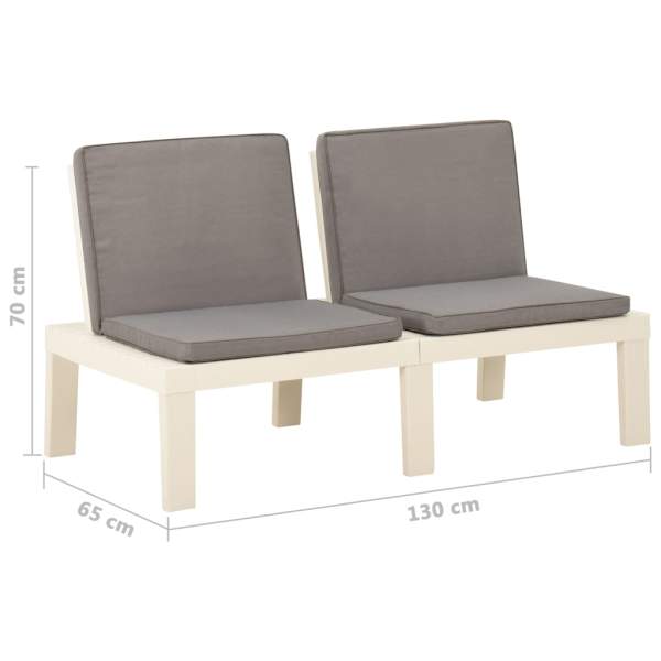  4-tlg. Garten-Lounge-Set mit Auflagen Kunststoff Weiß