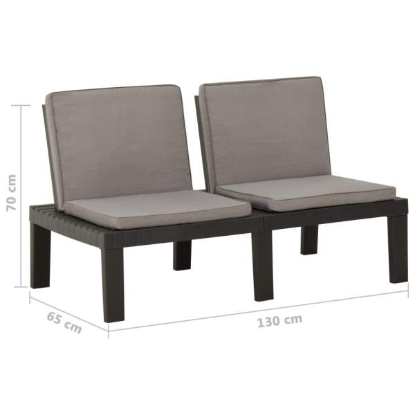  4-tlg. Garten-Lounge-Set mit Auflagen Kunststoff Grau